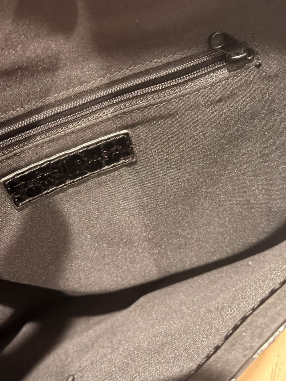 White‎ House Black Market Black Croc-Embossed Patent Clutch with Silver Buckle - Picture 6 of 6